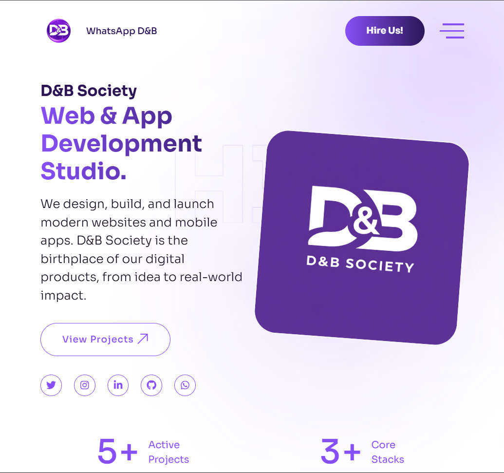 D&B Society Portfolio Website - Web Development